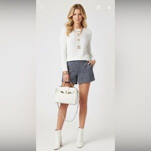 Banana Republic Navy & White Textured Midrise Geometric Patterned Shorts Hampton